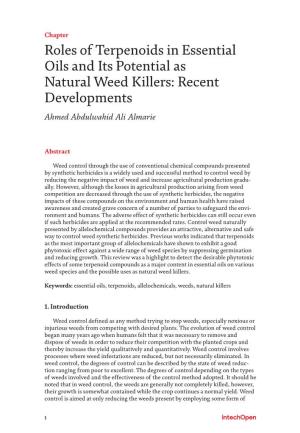 Roles of Terpenoids in Essential Oils and Its Potential As Natural Weed Killers: Recent Developments Ahmed Abdulwahid Ali Almarie