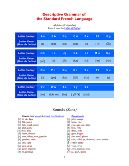 Descriptive Grammar of the Standard French Language