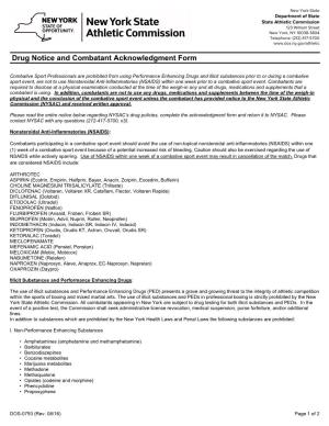 Drug Notice and Combatant Acknowledgment Form