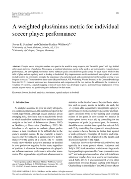 A Weighted Plus/Minus Metric for Individual Soccer Player Performance