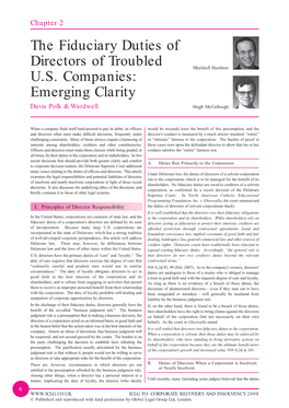 The Fiduciary Duties of Directors of Troubled U.S. Companies