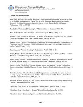 Bibliography on Women and Buddhism Compiled by Kate Crosby, 2004