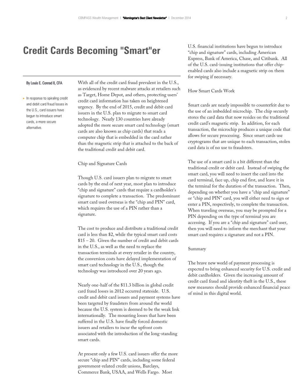 Credit Cards Becoming "Smart"Er “Chip and Signature” Cards, Including American Express, Bank of America, Chase, and Citibank