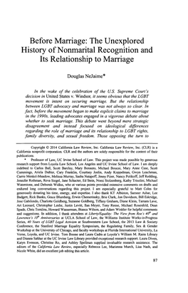 Before Marriage: the Unexplored History Ofnonmarital Recognition and Its Relationship to Marriage