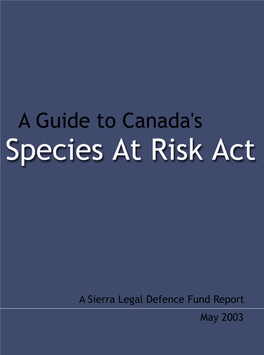 A Guide to Canada's Species at Risk Act
