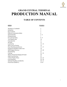 2009 Grand Central Terminal Event Production Manual