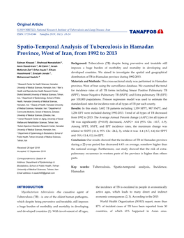 Spatio-Temporal Analysis of Tuberculosis in Hamadan Province, West of Iran, from 1992 to 2013