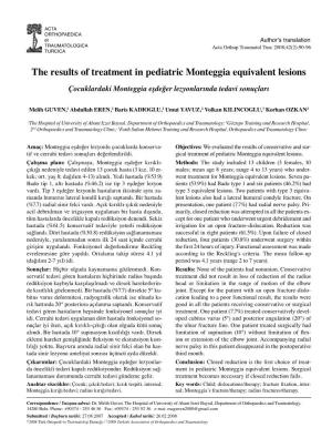The Results of Treatment in Pediatric Monteggia Equivalent Lesions Çocuklardaki Monteggia Eşdeğer Lezyonlarında Tedavi Sonuçları