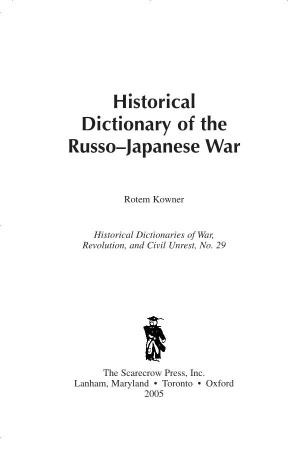 Historical Dictionary of the Russo–Japanese War