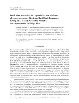 Predicative Possession and a Possible Contact-Induced Phenomenon Among Finnic and East Slavic Languages