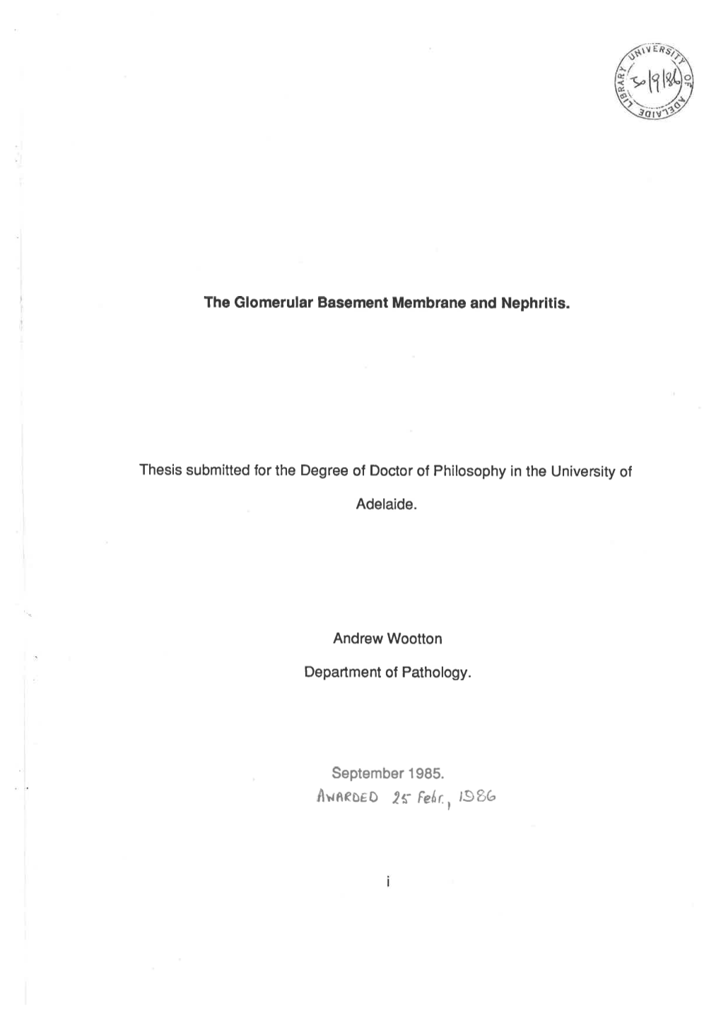 The Glomerular Basement Membrane and Nephritis