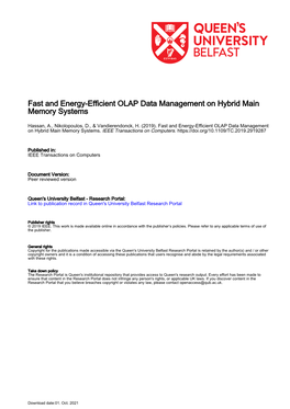 Fast and Energy-Efficient OLAP Data Management on Hybrid Main Memory Systems