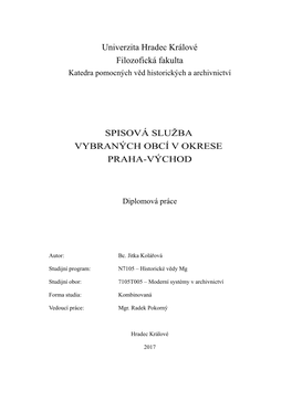 Univerzita Hradec Králové Filozofická Fakulta SPISOVÁ SLUŽBA