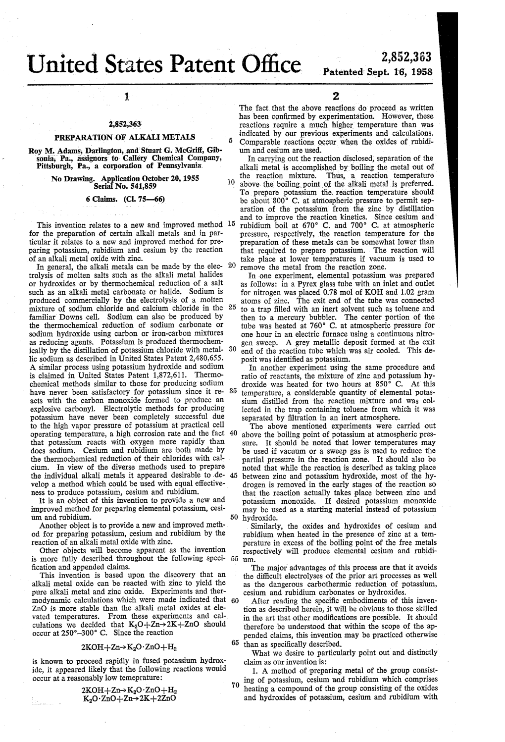 United States Patent Office Patented Sept