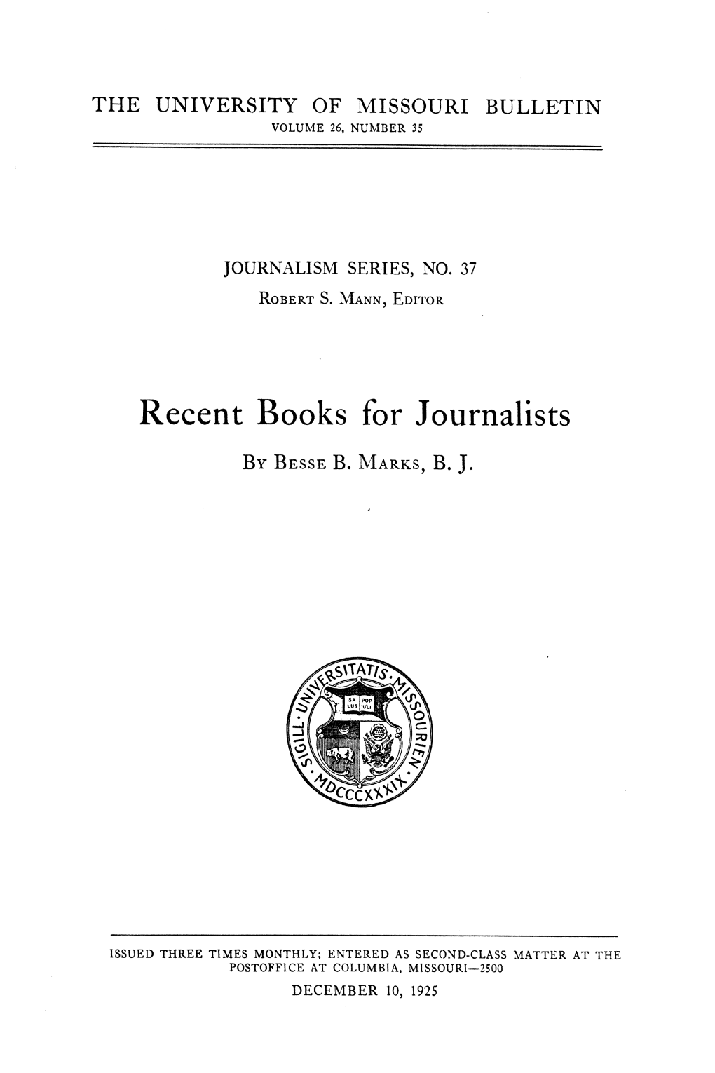 Journalismseries37.Pdf (2.848Mb)