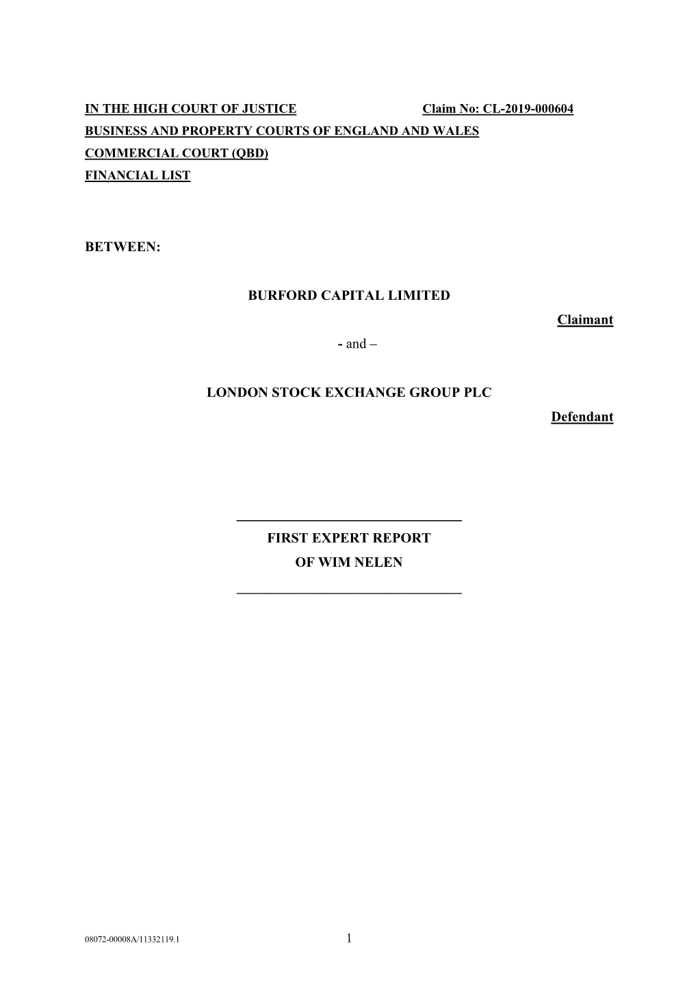 LONDON STOCK EXCHANGE GROUP PLC Defendant