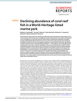 Declining Abundance of Coral Reef Fish in a World-Heritage-Listed Marine Park