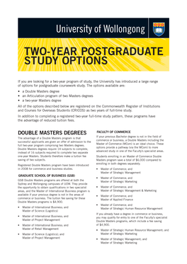 Two-Year Postgraduate Study Options