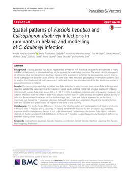 Spatial Patterns of Fasciola Hepatica and Calicophoron Daubneyi Infections in Ruminants in Ireland and Modelling of C