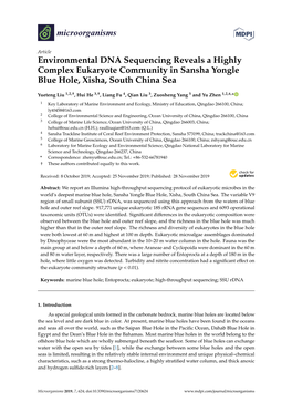 Environmental DNA Sequencing Reveals a Highly Complex Eukaryote Community in Sansha Yongle Blue Hole, Xisha, South China Sea