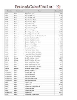 Brecknock Orchard Price List