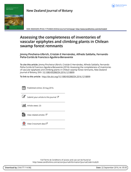 Assessing the Completeness of Inventories of Vascular Epiphytes and Climbing Plants in Chilean Swamp Forest Remnants