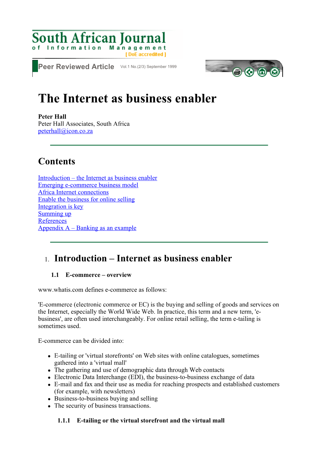 The Internet As Business Enabler