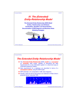 The Extended Entity-Relationship Model -- 1