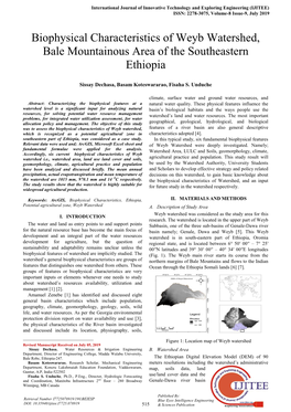 Biophysical Characteristics of Weyb Watershed, Bale Mountainous Area of the Southeastern Ethiopia