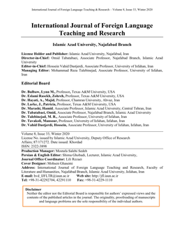 International Journal of Foreign Language Teaching and Research