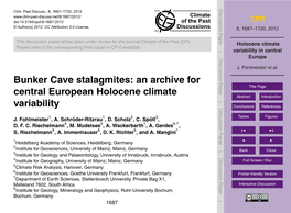 Holocene Climate Variability in Central Europe