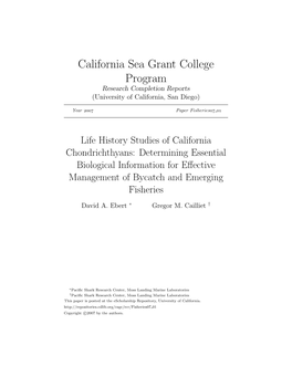 California Sea Grant College Program Research Completion Reports (University of California, San Diego)