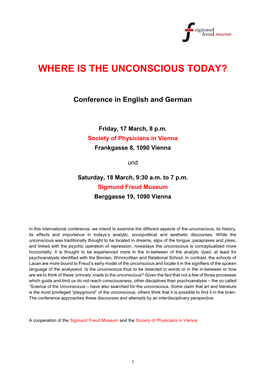 Where Is the Unconscious Today?