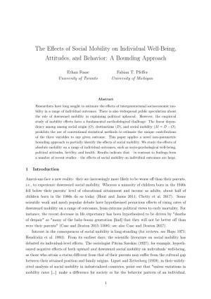 The Effects of Social Mobility on Individual Well-Being, Attitudes