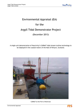 Environmental Appraisal (EA) for the Argyll Tidal Demonstrator Project