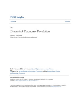 Dmanisi: a Taxonomic Revolution Joshua L