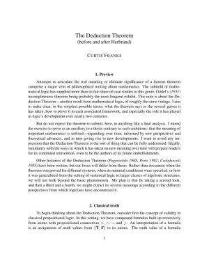 The Deduction Theorem (Before and After Herbrand)