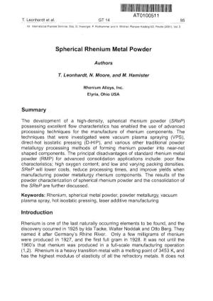 Spherical Rhenium Metal Powder