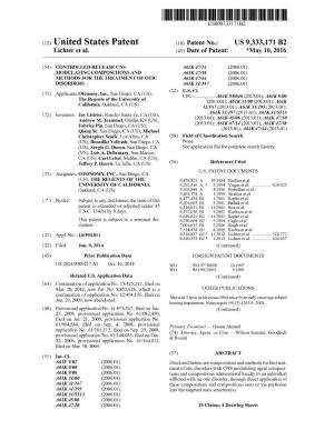 (12) United States Patent (10) Patent No.: US 9,333,171 B2 Lichter Et Al