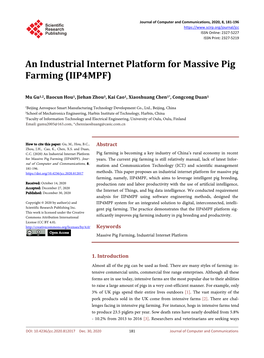 An Industrial Internet Platform for Massive Pig Farming (IIP4MPF)