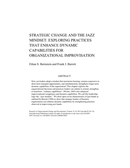 Strategic Change and the Jazz Mindset: Exploring Practices That Enhance Dynamic Capabilities for Organizational Improvisation