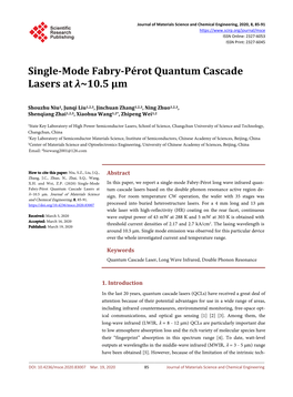 Single-Mode Fabry-Pérot Quantum Cascade Lasers at Λ~10.5 Μm