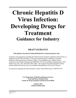 Chronic Hepatitis D Virus Infection: Developing Drugs for Treatment Guidance for Industry