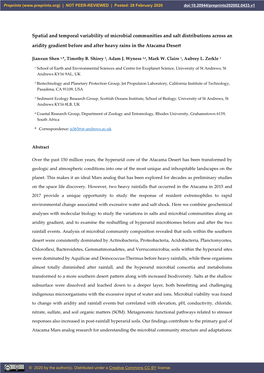 Spatial and Temporal Variability of Microbial Communities and Salt Distributions Across An