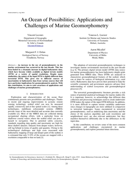 Applications and Challenges of Marine Geomorphometry