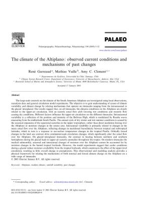The Climate of the Altiplano: Observed Current Conditions and Mechanisms of Past Changes