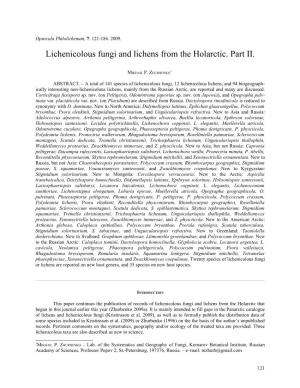 Opuscula Philolichenum, 7: 121-186. 2009. Lichenicolous Fungi and Lichens from the Holarctic