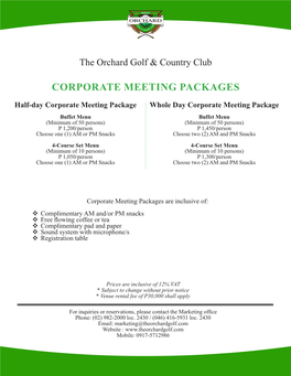 Corporate Meeting Packages