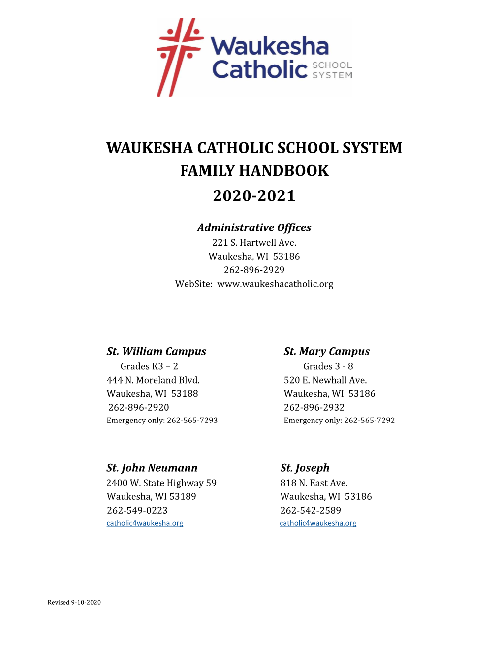 Waukesha Catholic School System Family Handbook