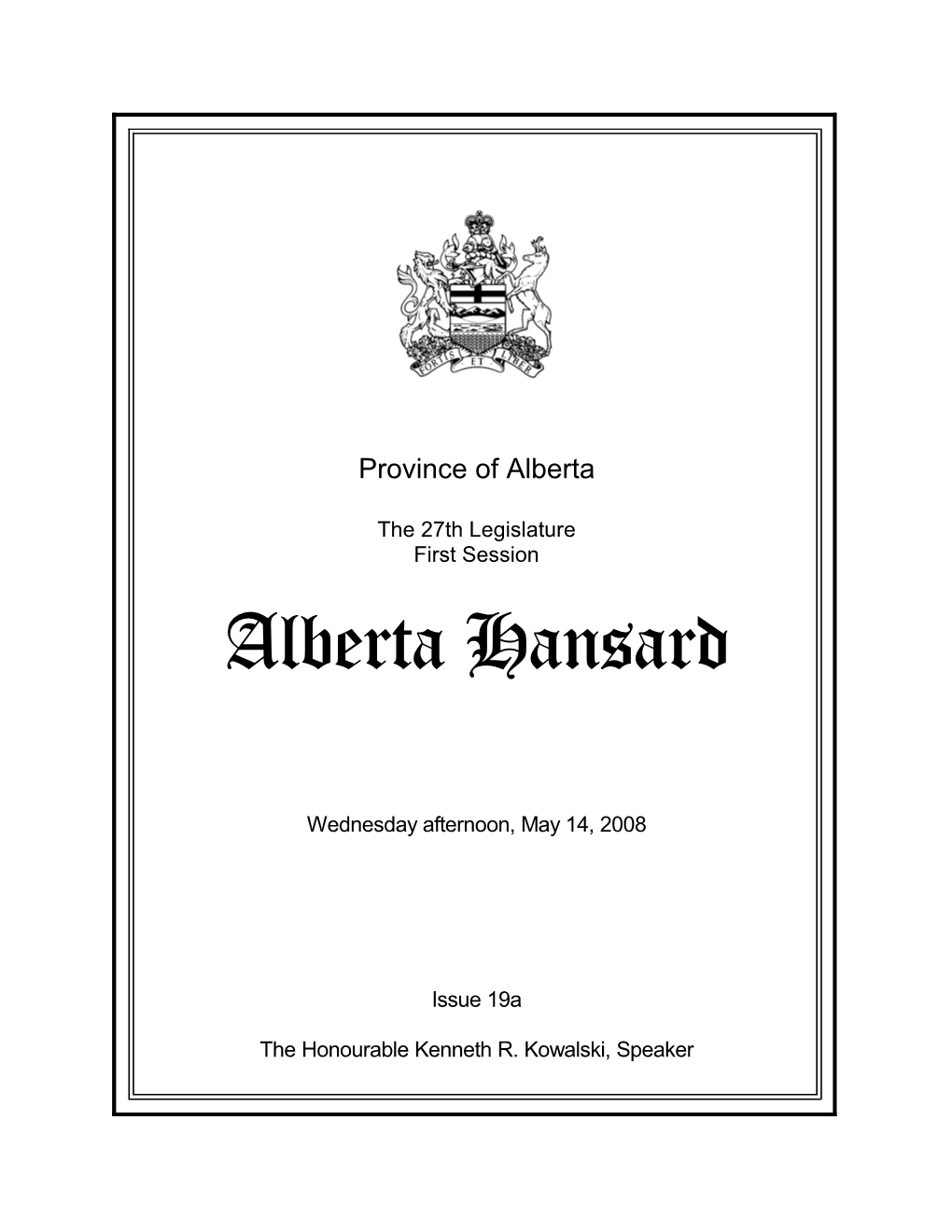 Alberta Hansard